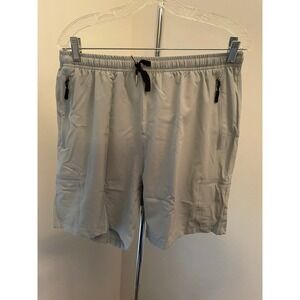 Mens Athletic Shorts UMILS  Gray Elastic Waist Drawstring Zipper Pockets Size XL